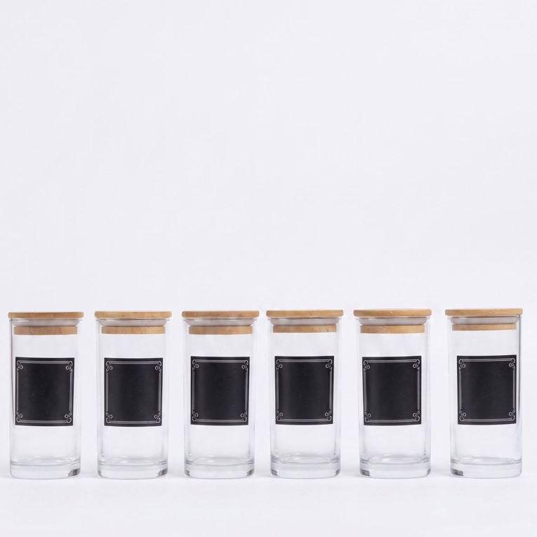 Set Contenitori Trasparente Marrone Bamboo set da 6 Colore Struttura Marrone, Materiale Struttura in Legno Nobilitato - Nibarasi