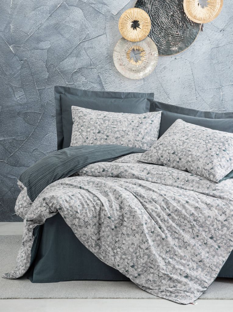Set copripiumino singolo e 1 federa Danbury, Antracite e Grigio, 200x140 cm