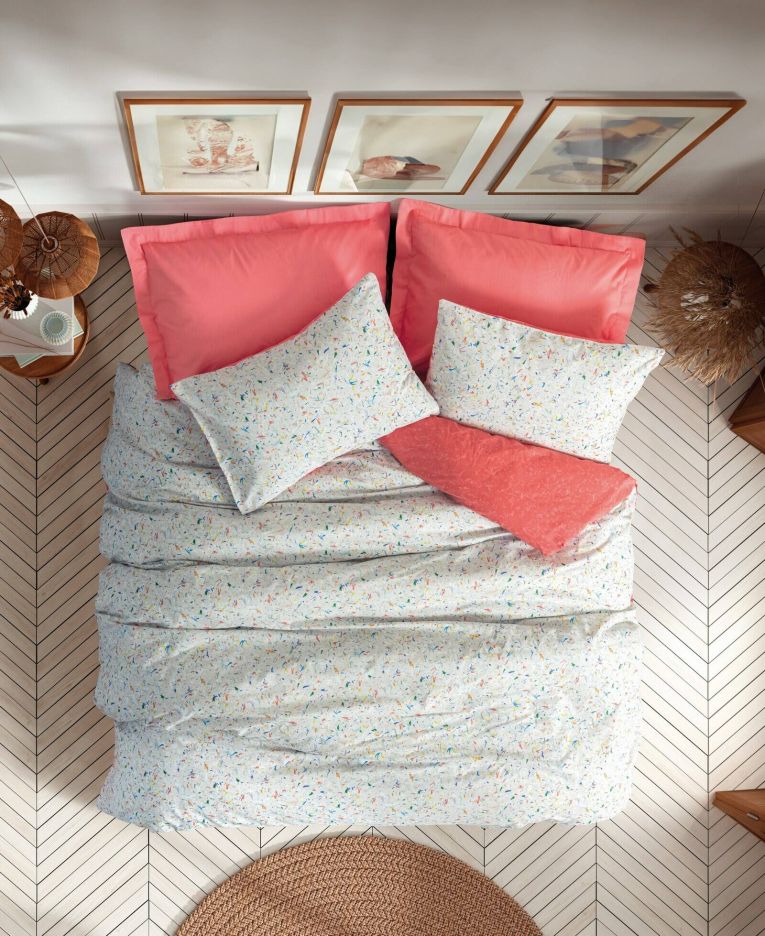 Set copripiumino singolo e 1 federa Harrisonburg, 220x155 cm, Corallo