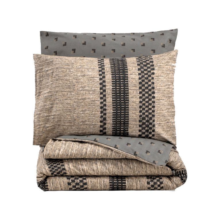 Set copripiumino singolo e 1 federa Spearfish, Marrone e Nero, 200x140 cm