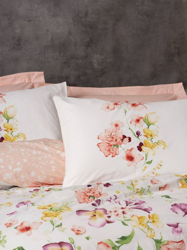 Set copripiumino singolo e 1 federa Tallahassee, Rosa e Bianco, 200x135 cm