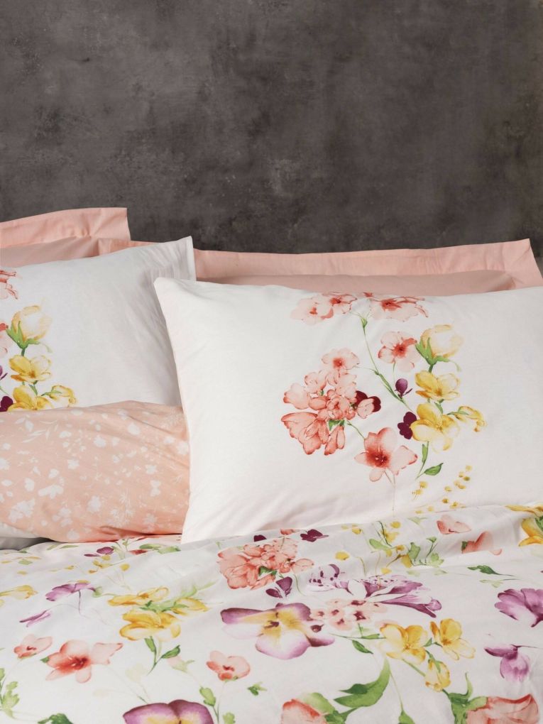 Set copripiumino singolo e 1 federa Tallahassee, Rosa e Bianco, 200x140 cm