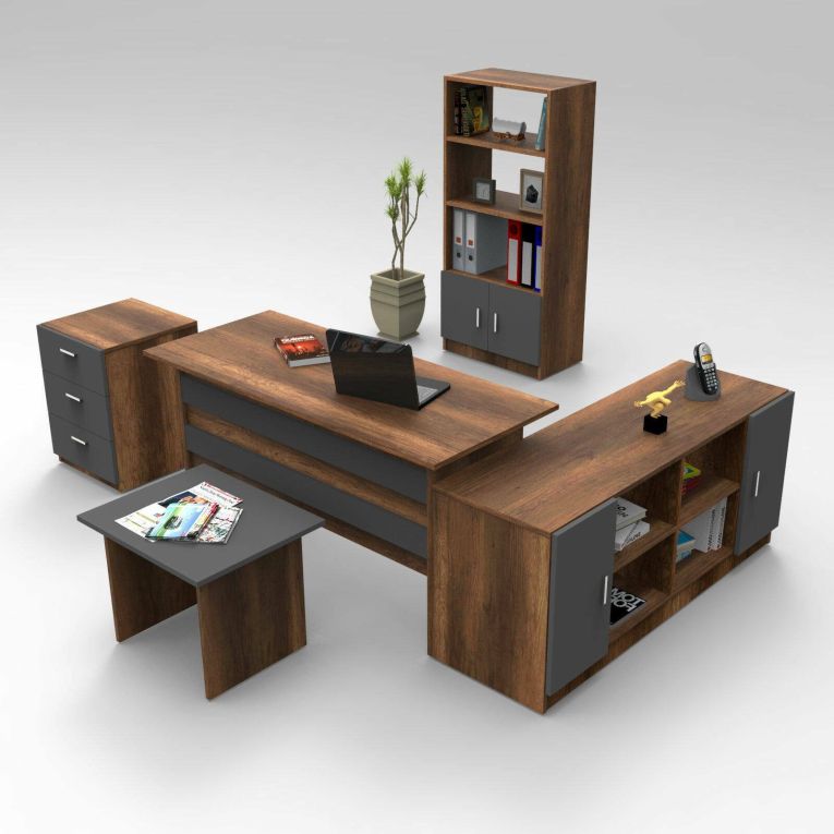 Set da ufficio Hilda, Noce e Antracite