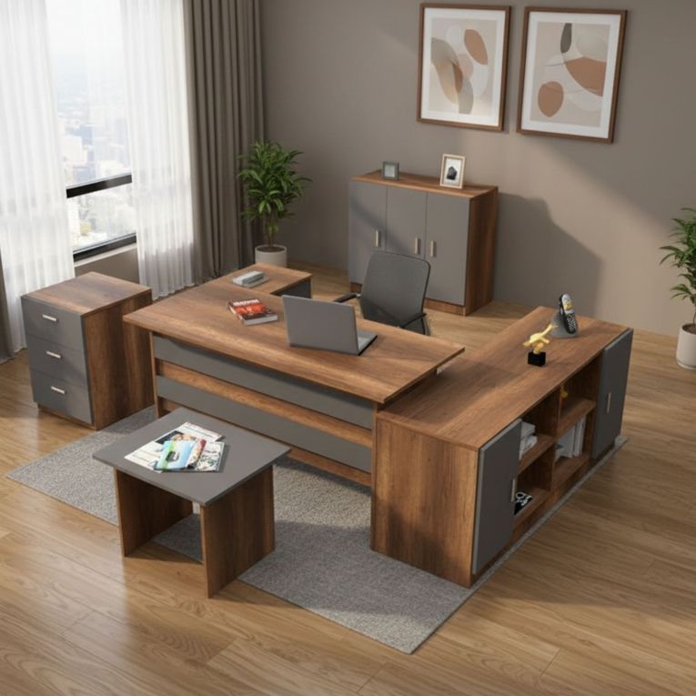 Set da ufficio Nari, Noce e Antracite