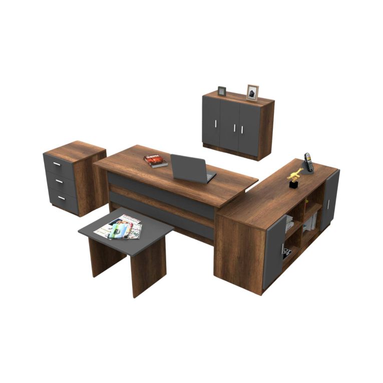 Set da ufficio Nari, Noce e Antracite