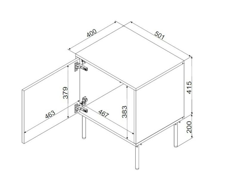 Set di 2 comodini Conde, Comò basso con anta battente e vano interno, Finitura effetto liscio, 50x40 h62 cm, Beige e Rovere Nodi