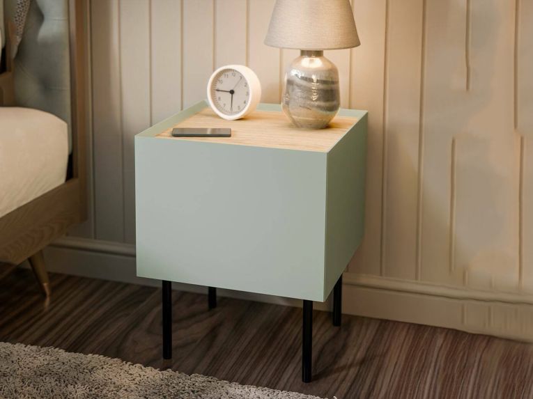 Set di 2 comodini Preci, 40x41 h60 cm, Verde e Rovere