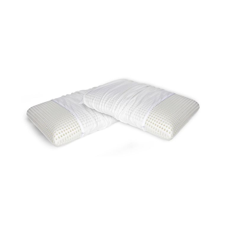 Set di 2 guanciali Bovegno, Cuscino per letto, Poggiatesta imbottito, Cuscinetto per camera da letto, Made in Italy, 70x40 h16 cm, Bianco