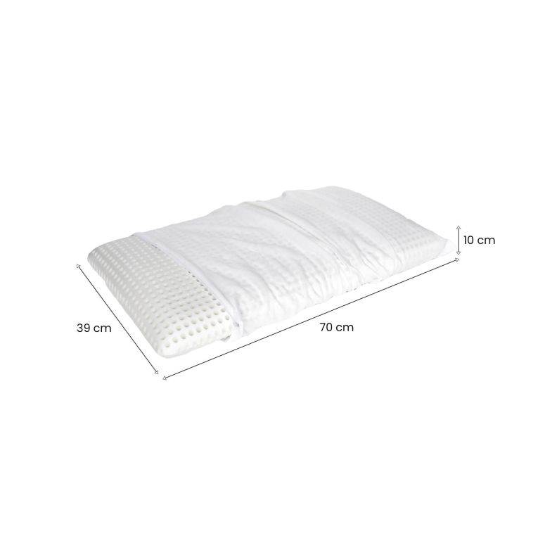 Set di 2 guanciali Bregnano, Cuscino per letto, Poggiatesta imbottito, Cuscinetto per camera da letto, Made in Italy, 70x39 h10 cm, Bianco