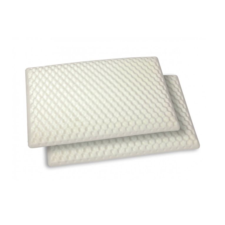 Set di 2 guanciali Breno, Cuscino per letto, Poggiatesta imbottito, Cuscinetto per camera da letto, Made in Italy, 73x43 h14 cm, Bianco