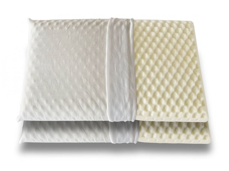 Set di 2 guanciali Breno, Cuscino per letto, Poggiatesta imbottito, Cuscinetto per camera da letto, Made in Italy, 73x43 h14 cm, Bianco