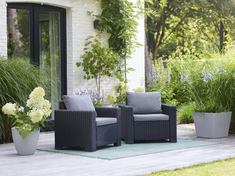 Set di 2 poltrone da esterno Miramichi, 83x68 h72 cm, Antracite