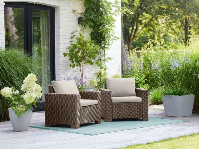 Set di 2 poltrone da esterno Miramichi, 83x68 h72 cm, Tortora