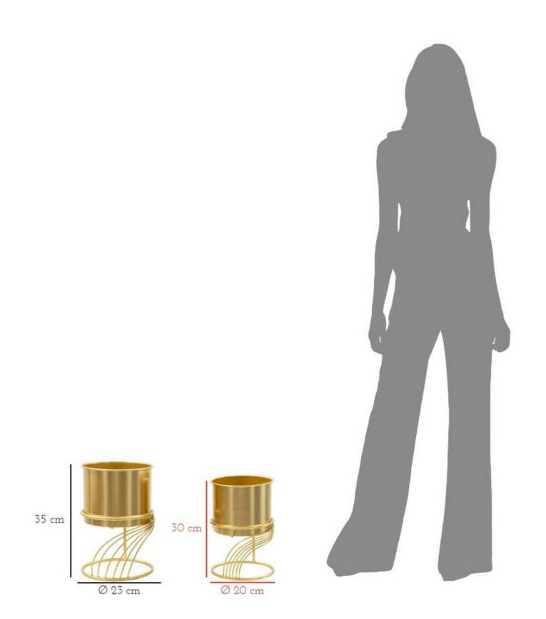 Set di 2 portavasi Clutha, Complemento d'arredo, Articolo decorativo, Accessorio d'arredo, 23x23 h36 cm, Oro