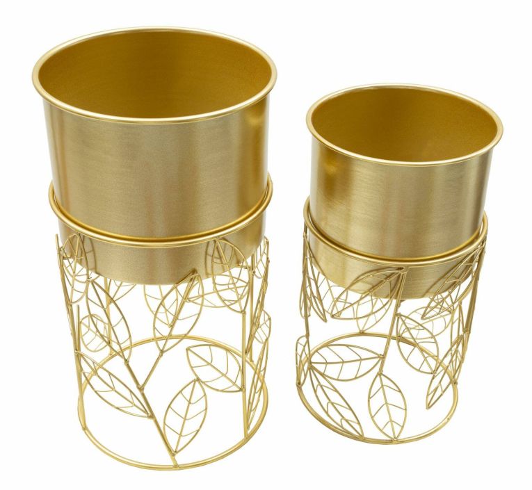 Set di 2 portavasi Godego, 23x23 h43 cm, Oro