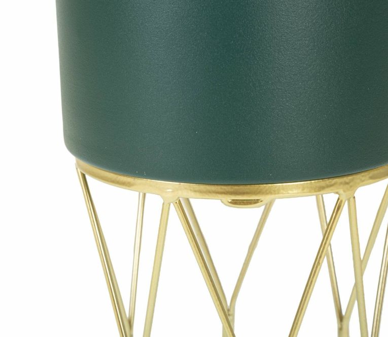 Set di 2 portavasi Rangitikei, Complemento d'arredo, Articolo decorativo, Accessorio d'arredo, 23x23 h70 cm, Verde e Oro