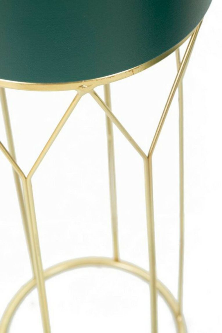 Set di 2 portavasi Rangitikei, Complemento d'arredo, Articolo decorativo, Accessorio d'arredo, 23x23 h70 cm, Verde e Oro