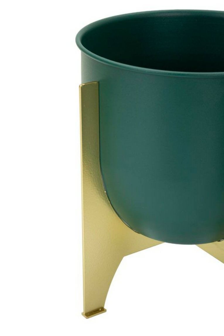 Set di 2 portavasi Tamaki, Complemento d'arredo, Articolo decorativo, Accessorio d'arredo, 25x25 h26 cm, Verde e Oro