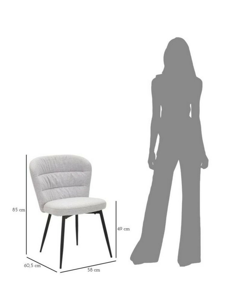 Set di 2 sedie Bitritto, Seduta indoor, Sedia imbottita, Poltrona multiuso, 58x61 h85 cm, Nero e Grigio