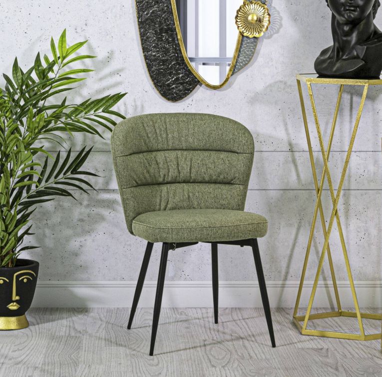 Set di 2 sedie Bitritto, Seduta indoor, Sedia imbottita, Poltrona multiuso, 58x61 h85 cm, Nero e Verde