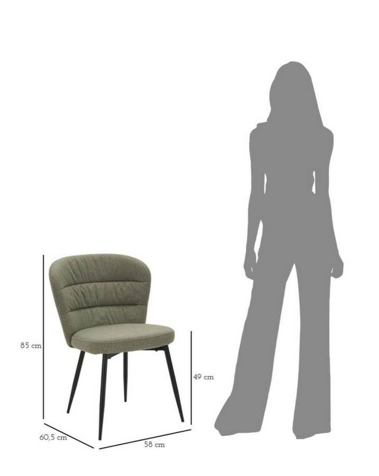 Set di 2 sedie Bitritto, Seduta indoor, Sedia imbottita, Poltrona multiuso, 58x61 h85 cm, Nero e Verde