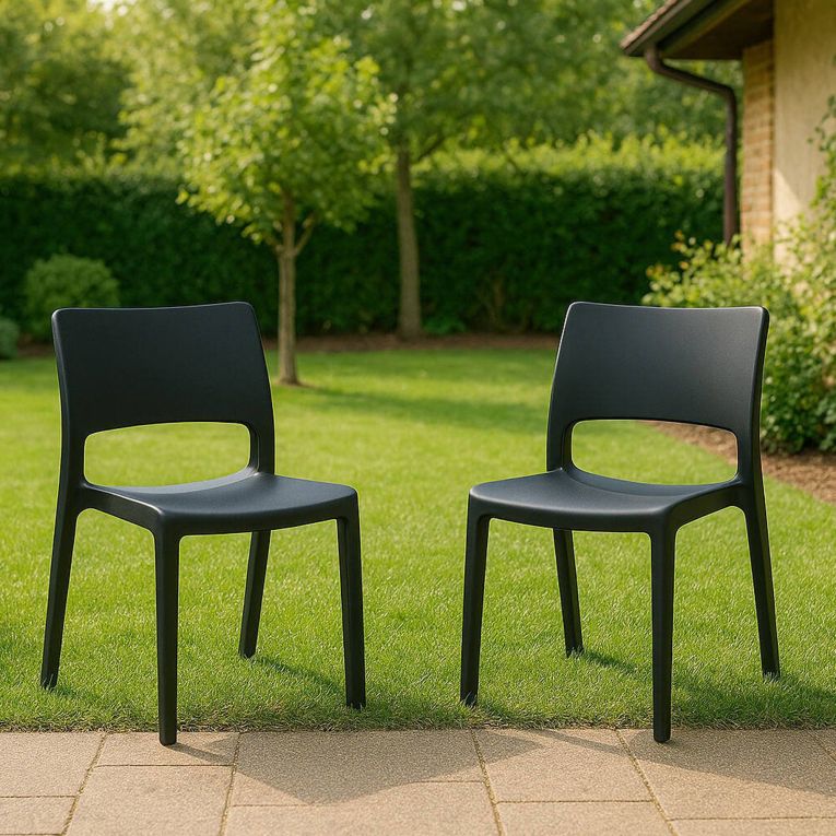 Set di 2 sedie da cortile impilabili antracite - Zircone
