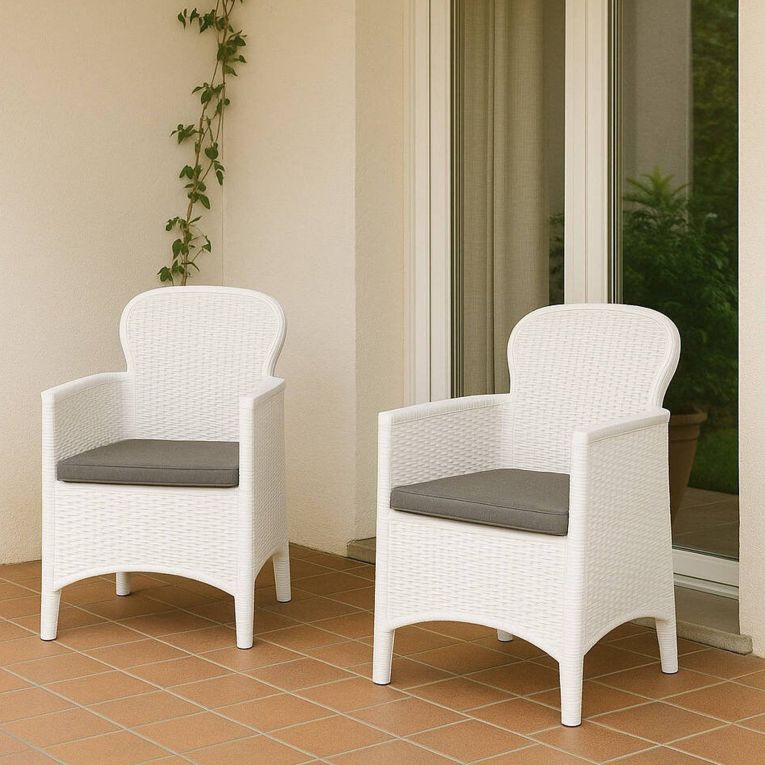 Set di 2 sedie da esterno Amilton, 59x57 h86 cm, Bianco