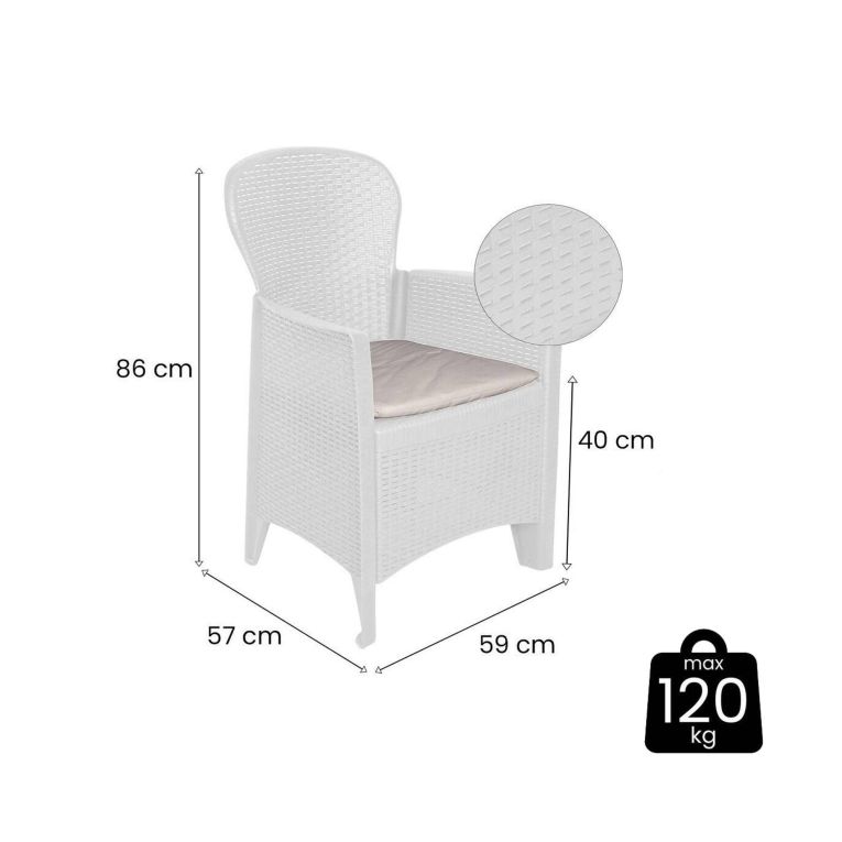 Set di 2 sedie da esterno Amilton, 59x57 h86 cm, Bianco