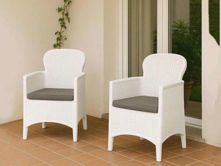 Set di 2 sedie da esterno Amilton, 59x57 h86 cm, Bianco