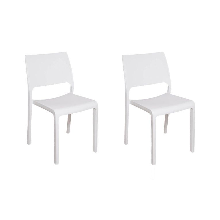 Set di 2 sedie da esterno Ancona, Seduta da giardino, Per indoor o outdoor, Impilabile, Made in Italy, 47x53 h82 cm, Bianco