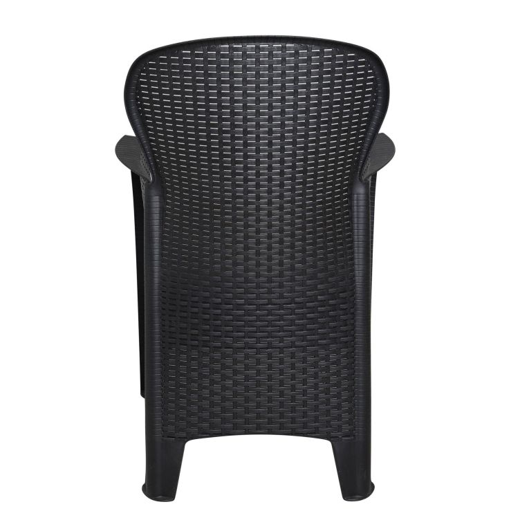 Set di 2 sedie da esterno Como, Seduta da giardino, Per indoor o outdoor, Con braccioli, Made in Italy, 59x57 h86 cm, Antracite