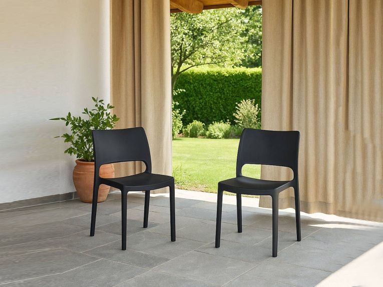 Set di 2 sedie da esterno impilabili antracite - Cereseto
