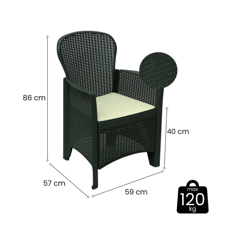 Set di 2 sedie da esterno in plastica antracite - Amilton