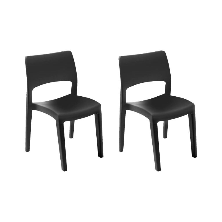 Set di 2 sedie da esterno Tropea, Seduta da giardino, Per indoor o outdoor, Impilabile, Made in Italy, 50x51 h82 cm, Antracite