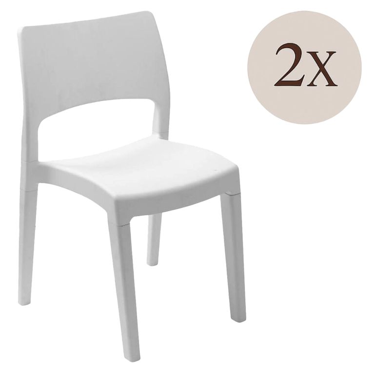 Set di 2 sedie da giardino impilabili bianco - Zircone