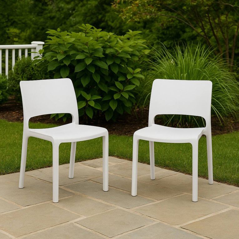 Set di 2 sedie da terrazzo impilabili bianco - Cereseto