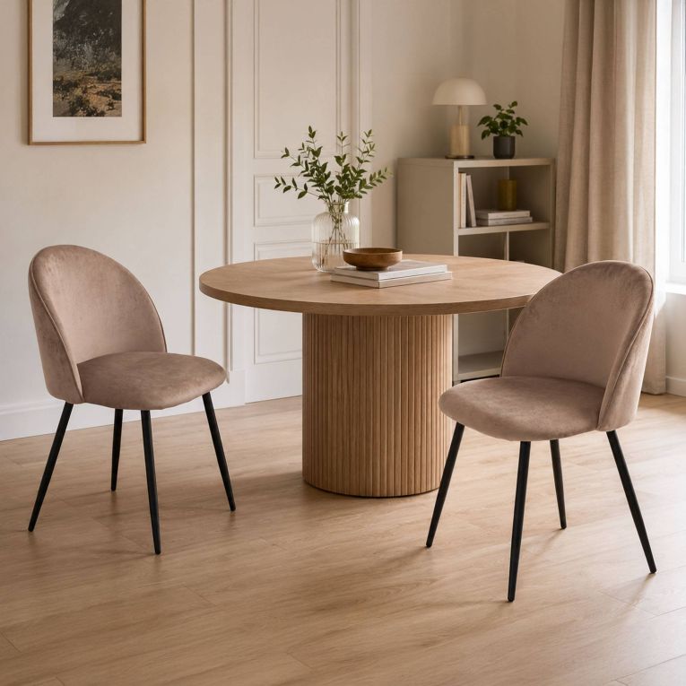 Set di 2 sedie design imbottite in velluto tortora - Achito