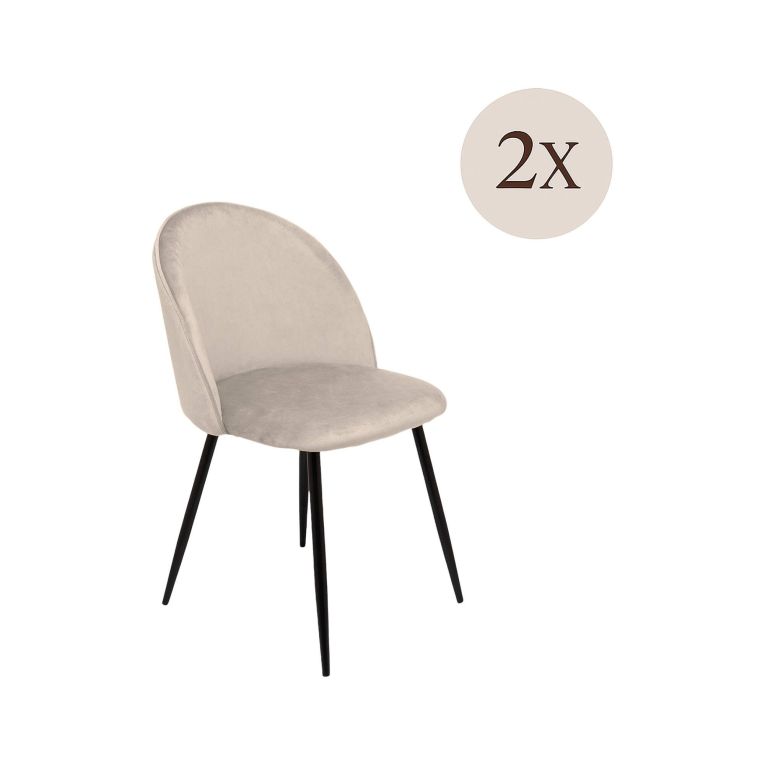 Set di 2 sedie imbottite in velluto grigio chiaro - Achito