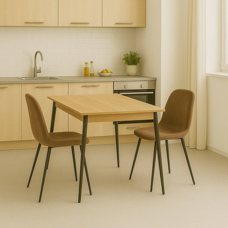 Set di 2 sedie Pismo, Poltrona rivestita in velluto, Sedia da pranzo imbottita, Seduta per riunioni, 45x56h87 cm, Beige