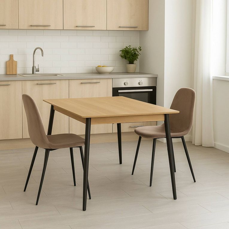 Set di 2 sedie Pismo, Poltrona rivestita in velluto, Sedia da pranzo imbottita, Seduta per riunioni, 45x56h87 cm, Tortora