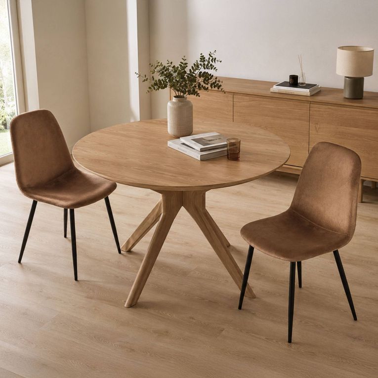 Set di 2 sedie soggiorno imbottite in velluto beige - Arter
