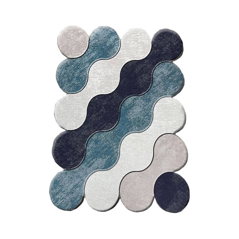 Set di 2 tappeti da bagno Anderson, 100x60 cm, Blu e Bianco