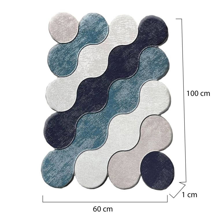 Set di 2 tappeti da bagno Anderson, 100x60 cm, Blu e Bianco