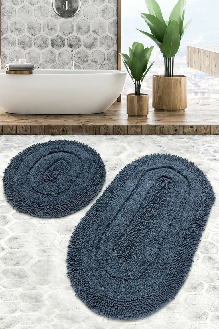 Set di 2 tappeti da bagno Cape Girardeau, 100x60 cm, Grigio scuro