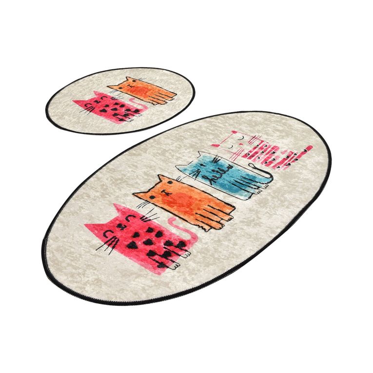 Set di 2 tappeti da bagno Coniolo, Tappetino per bagno, Scendibagno, Pedana da bagno, 100x60 cm, Multicolore