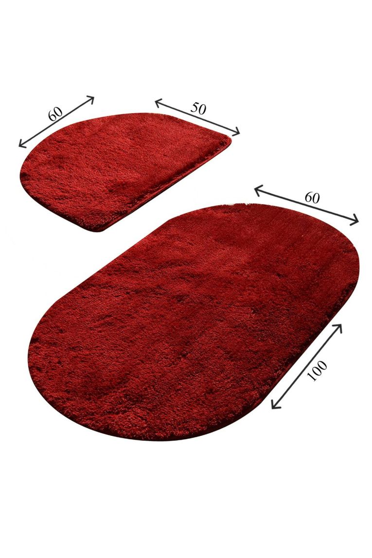 Set di 2 tappeti da bagno North Olmsted, 100x60 cm, Rosso