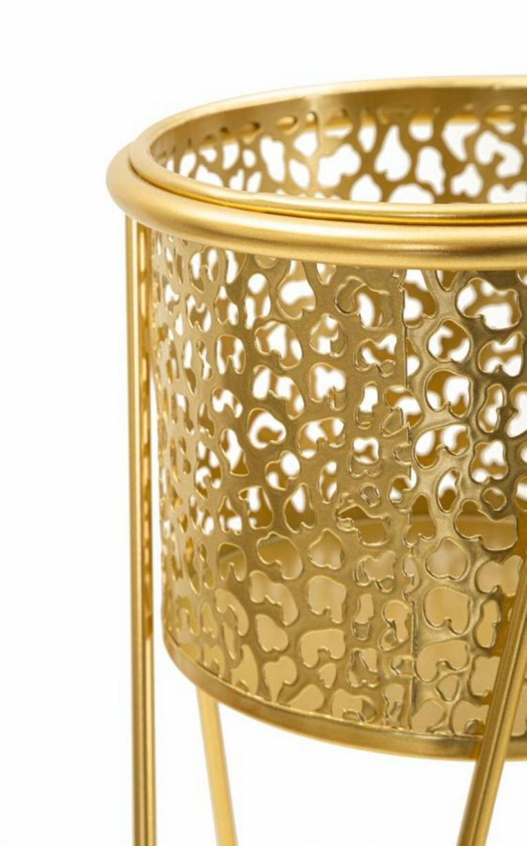 Set di 2 vasi Boltiere, Complemento d'arredo, Articolo decorativo, Accessorio d'arredo, Oro, 21x20 h46 cm