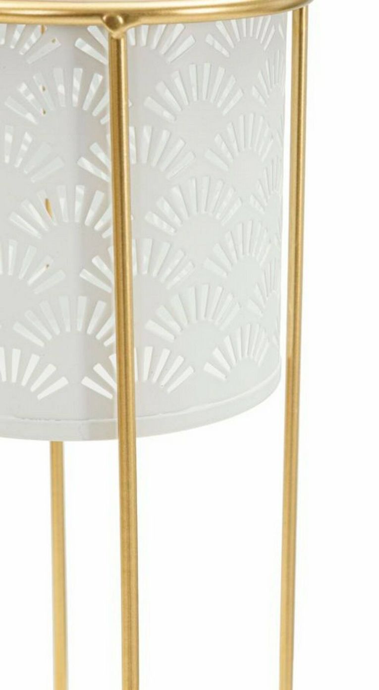Set di 2 vasi Dore, 17x17 h46 cm, Bianco e Oro
