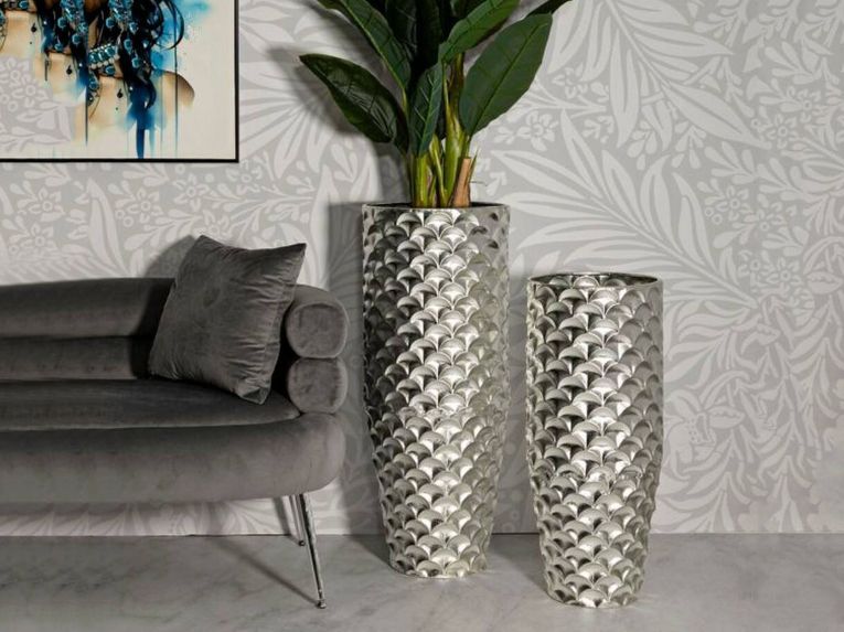 Set di 2 vasi Premezzo, 37x37 h92 cm, Argento