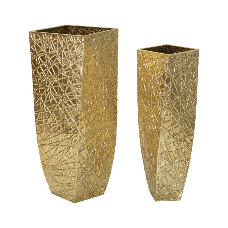 Set di 2 vasi Ritaldi, 34x34 h90 cm, Oro
